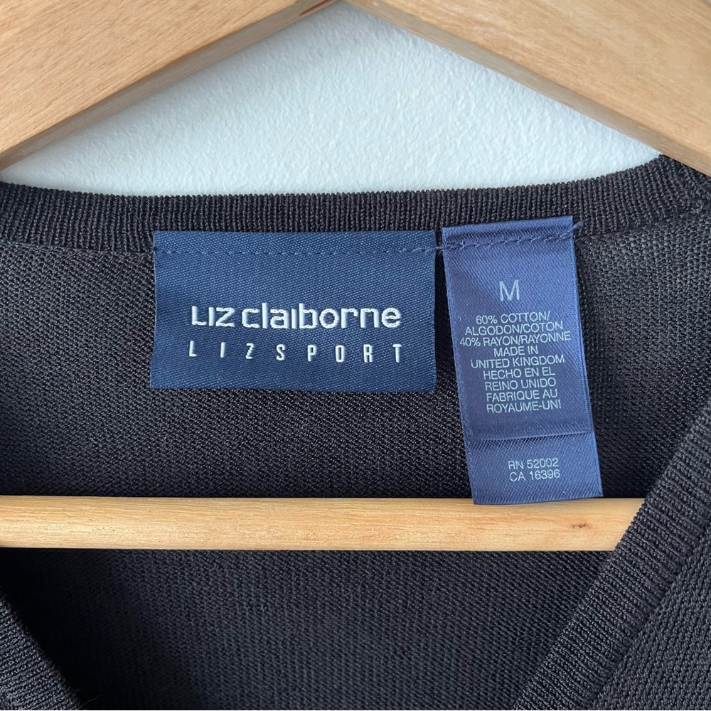 Liz Claiborne Liz Sport Black Long Sleeve Cardigan, Size M - Picture 2 of 7